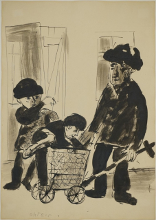 o.T. (Mann und Kinder mit Handwagen) (Ortelt Karl)