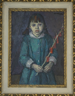Mädchenbildnis mit Blume (Hund Hans-Peter)