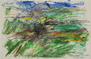 Blick in die Landschaft - auf regennassen zusammengeklebten Papierseiten (Lepke Gerda)