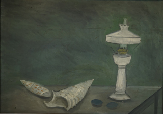 o.T. (Stilleben mit Petroleumlampe und Muschel) (Schroeder Ernst)