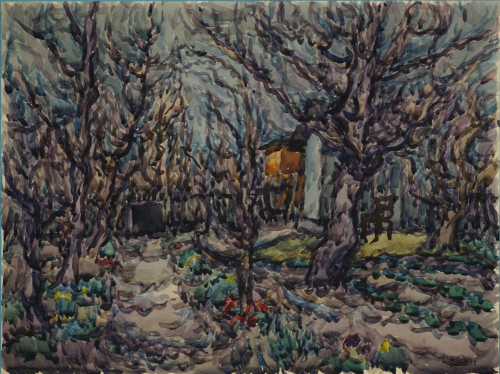 Garten im Vorfrühling (Hund Hans-Peter)