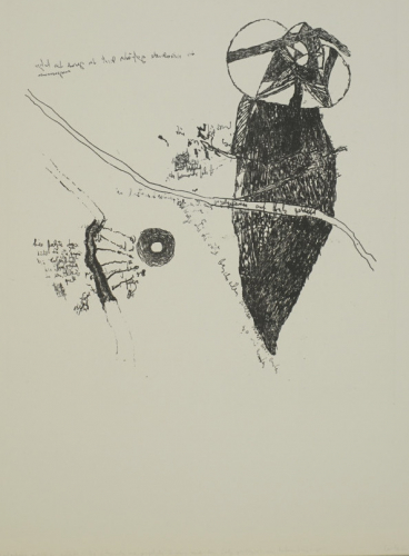 Vogelgefieder auf Holz geklebt (Claus Carlfriedrich)