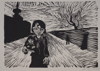 Bl.3 o.T. Mädchen mit Puppe (Grundig Hans)