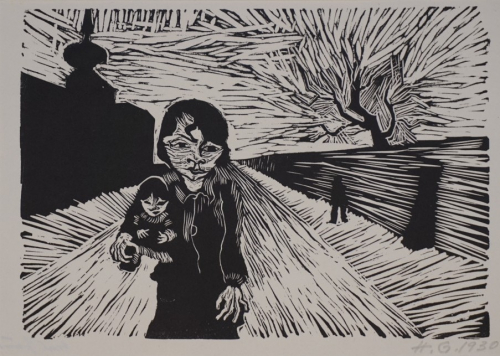 Bl.3 o.T. Mädchen mit Puppe (Grundig Hans)