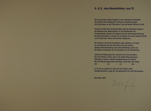 Bl.6 K. - G. Hirsch, dem Mannsbildner, zum 70. (Grüneberger Ralph)