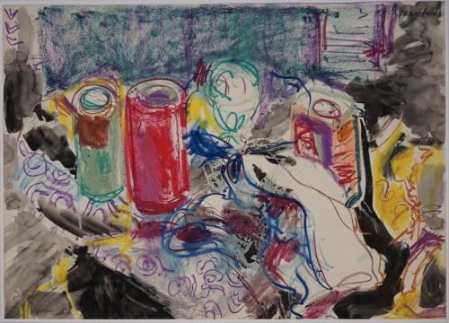 o.T. (Stillleben mit Gläsern auf Tisch) (Hassebrauk Ernst)