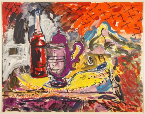 o.T. (Stillleben mit Flasche, Kaffeekanne, Glas) (Hassebrauk Ernst)