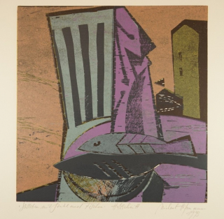 Stilleben mit Stuhl und Fischen (Hofmann Michael)