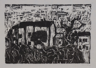 o.T. Stadtlandschaft mit Gebäude (Hund Hans-Peter)