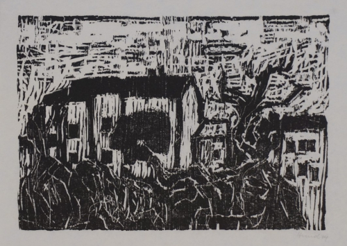 o.T. Stadtlandschaft mit Gebäude (Hund Hans-Peter)