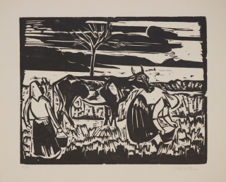 o.T. zwei Frauen mit Kuh (Pechstein Max)