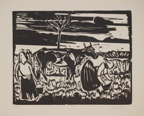 o.T. zwei Frauen mit Kuh (Pechstein Max)