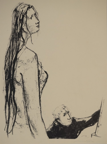 Modell und Maler auf hellem Grund (Richter Hans Theo)