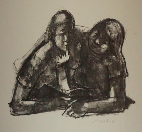 Bl.8 o.T. Vorlesende mit Kind (Richter Hans Theo)