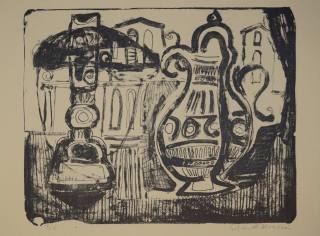 Stilleben mit Petroleumlampe und Kanne (Schmidt-Kirstein Helmut)