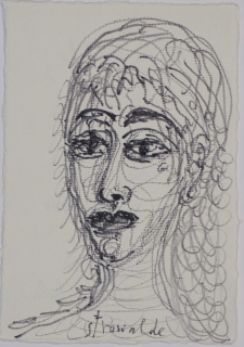 Notiz-Erinnerung / Frauenkopf (Strawalde)