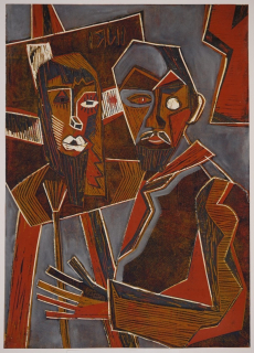 Mann mit Einglas und Christus nach Karl Schmidt-Rottluff (Süß Klaus)