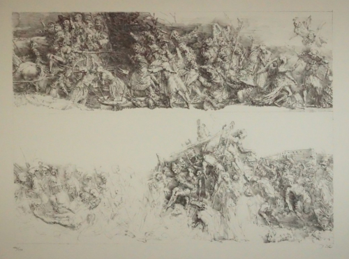 Bl.2 Zug der Pestkranken, Kreuzabnahme (Tübke Werner)