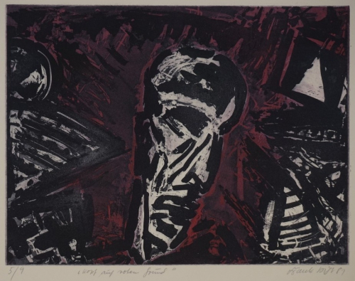 Kopf auf rotem Grund (Voigt Frank)