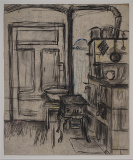 Kücheninterieur mit Ofen (Wigand Albert)