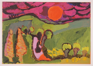 Landschaft mit roter Sonne (Keller Fritz)