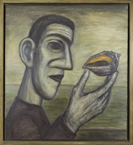 o.T. Mann mit Muschel (Quevedo Nuria)