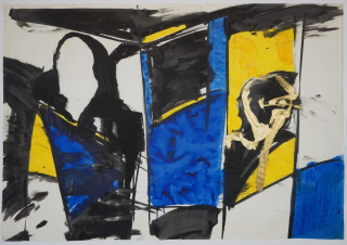 o.T. schwarz, gelb, blau und gold (Hanske Andreas)
