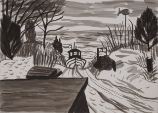 Strand mit Boot in Heringsdorf (Petersdorff Gudrun)
