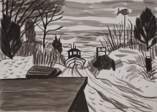 Strand mit Boot in Heringsdorf (Petersdorff Gudrun)