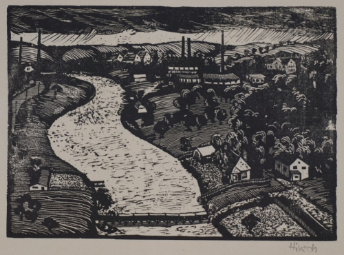 o.T. Stadtlandschaft mit Fluss (Hirsch Karl-Georg)