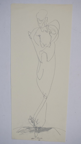 Kippfigur auf Füßen stehend und von einem Engel mit Flügeln erzählend (Nicolai Carsten)