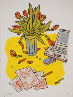 Stillleben mit Tulpen und Computer (Götze Moritz)