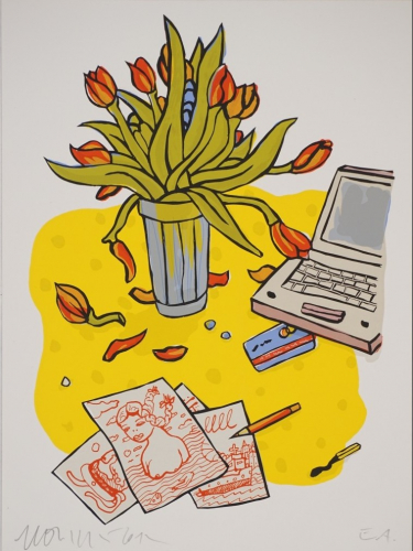 Stillleben mit Tulpen und Computer (Götze Moritz)