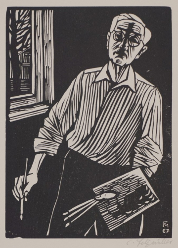 o.T. Selbstbildnis mit Palette und Pinsel (Felixmüller Conrad)