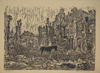 Pferd vor Ruinen (Rudolph Wilhelm)