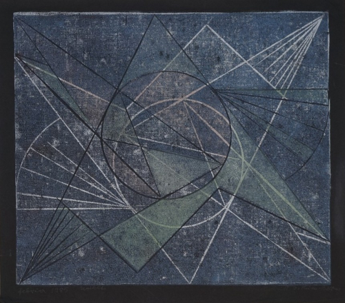 Geometrische Komposition in Blau (Thiess-Böttner Inge)