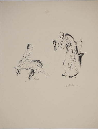 Sitzendes Mädchen Träumender Herr (Richter Hans Theo)